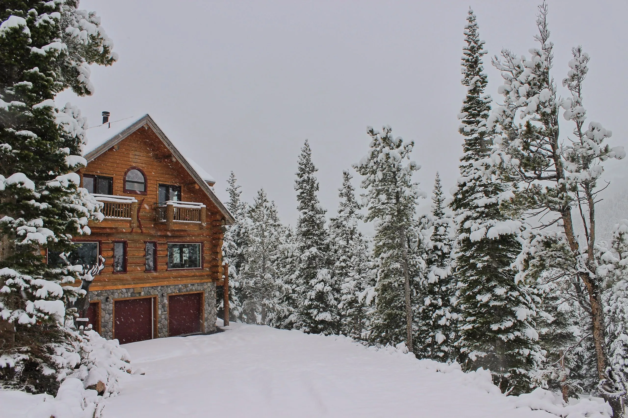 Snowy scene at Silver Lake near St Mary's Glacier, Idaho Springs, Colorado.