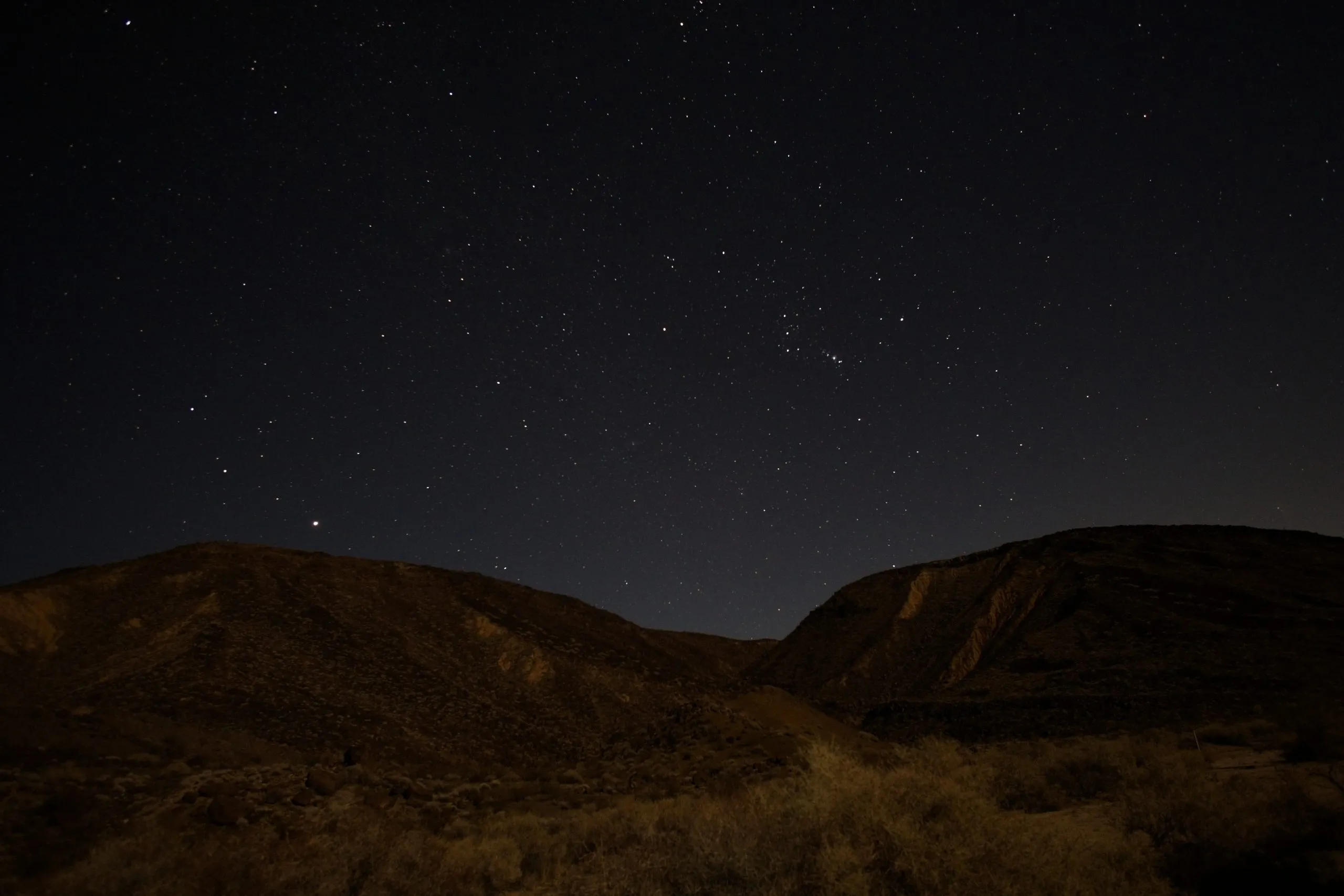 Starry sky at night in the Black Mountain Wilderness, California.