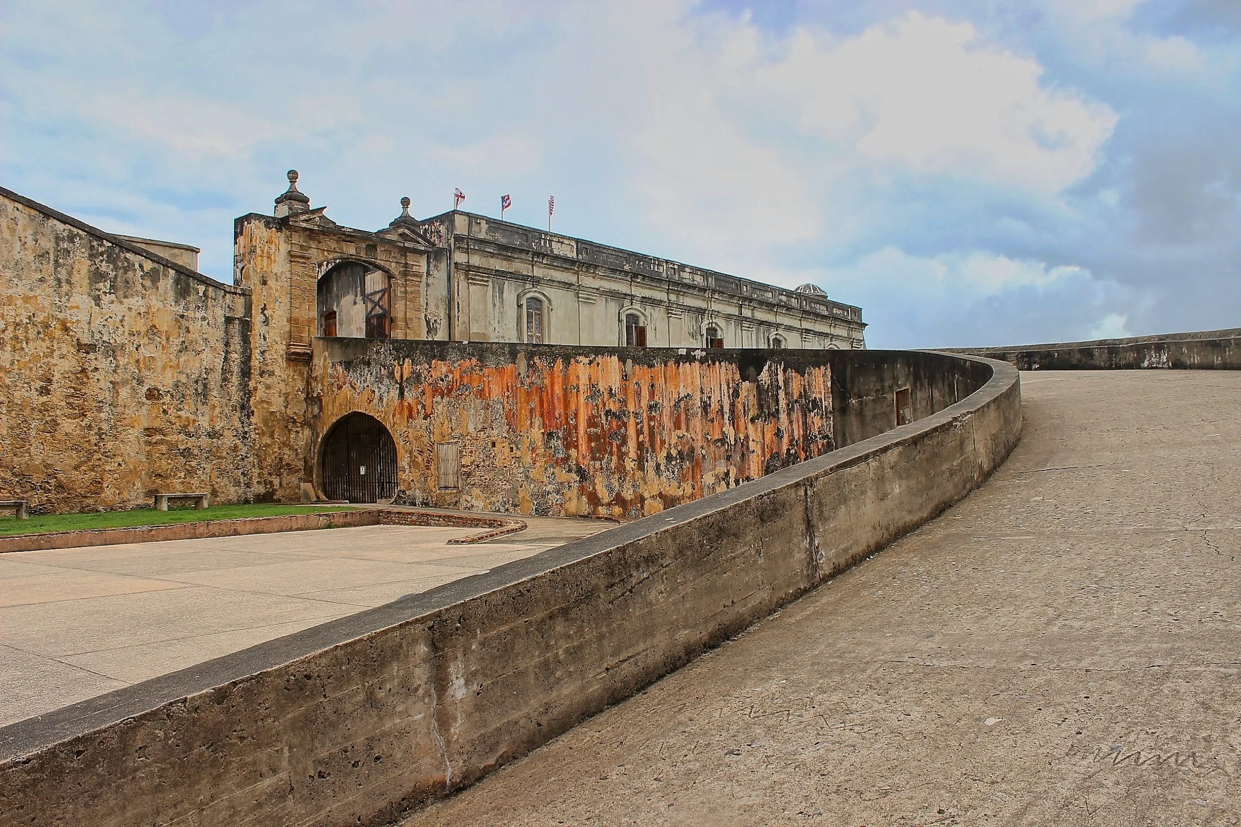 Stone ramp and courtyard at Castillo San Cristóbal in Old San Juan, Puerto Rico.