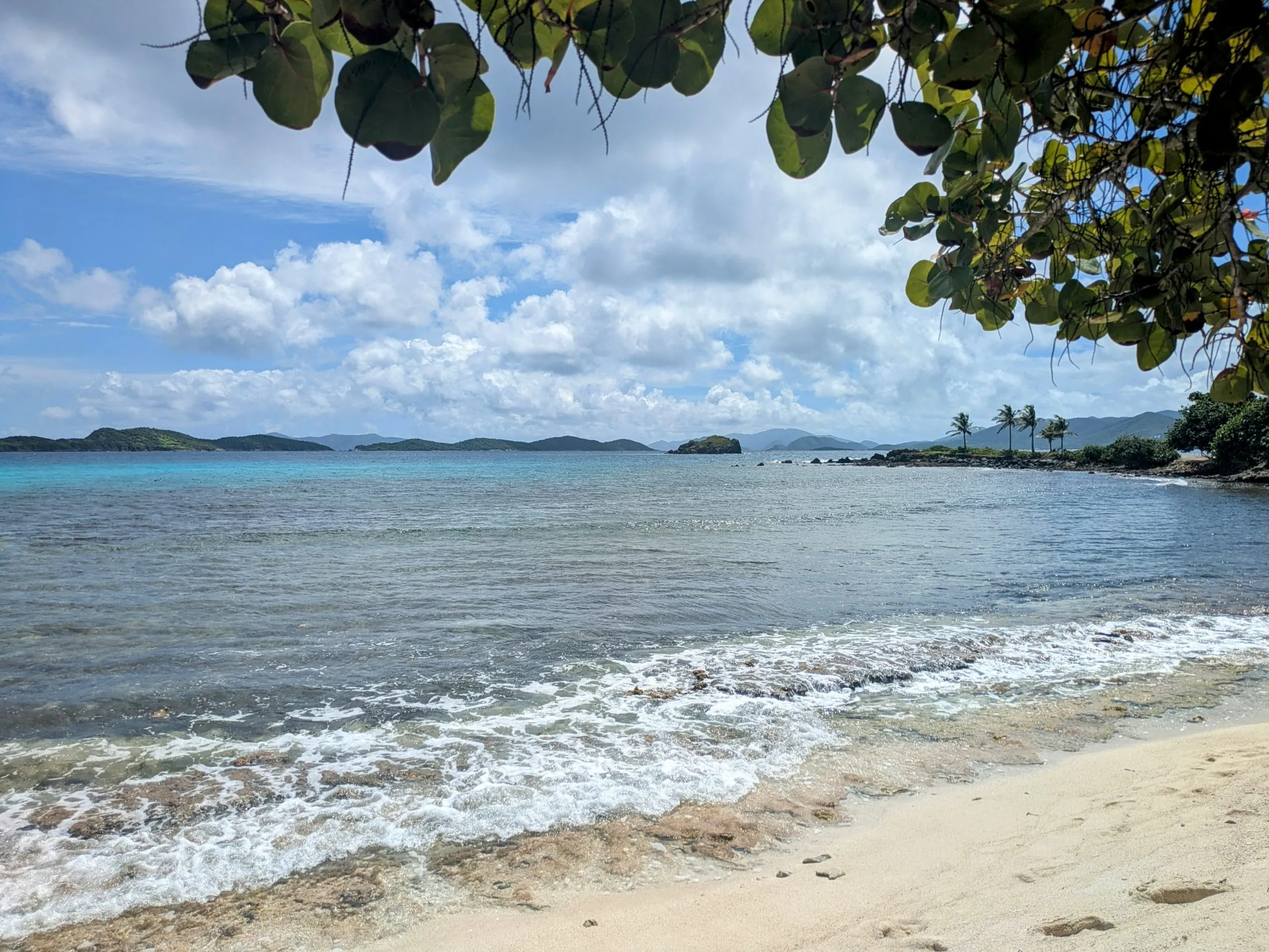 Turquoise water and rocky shoreline at Sapphire Beach on Saint Thomas, USVI.